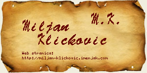 Miljan Kličković vizit kartica